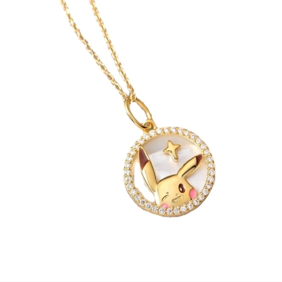 Pokemon Jewelry - Wink & Shine Pikachu-Inspired Necklace Shell + Zircon Magic!